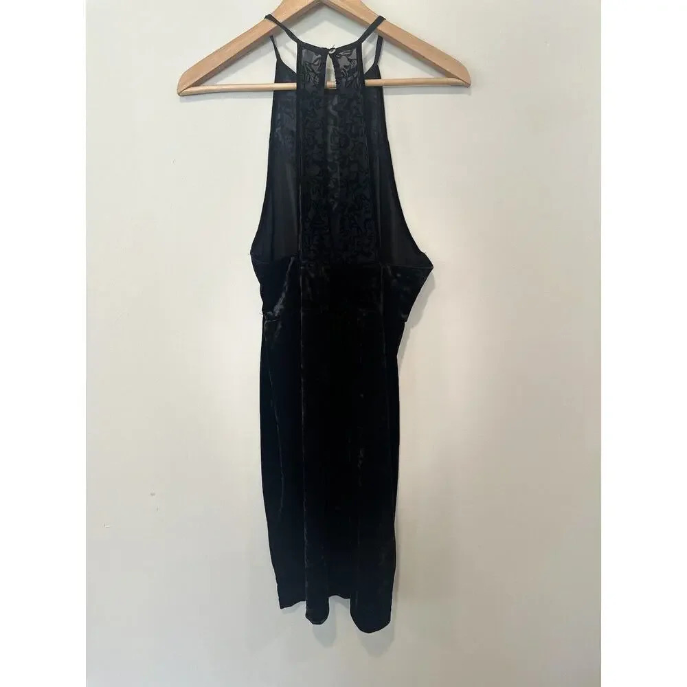 Intimately Free People Size Medium Velvet Lace Sleeveless Dress Black 1136 - Picture 6 of 12